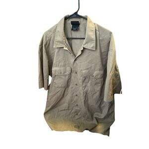 DICKIES WORK SHIRT TAN SIZE 2XL BUTTON DOWN WITH SHORT SLEEVES